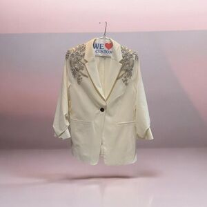 Gibson Latimer Cream Blazer with Silver Embellishments
